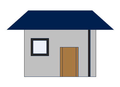 瓦屋根：紺、外壁：グレー