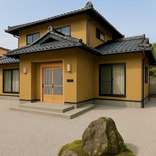 黄土色の家