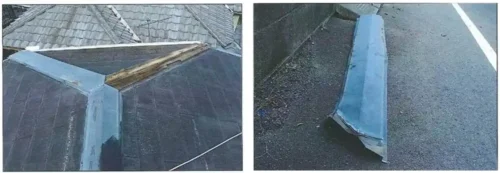 風で飛ばされた棟板金