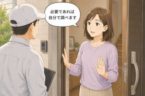 ドアを開けた状態で断る